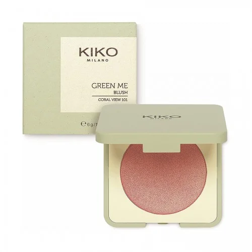KIKO Natural effect compact blush Green Me Blush 101 coral view KIKO Natural effect compact blush Green Me Blush 101 coral view