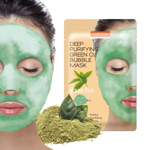 Purederm Deep Purifying Green O2 Bubble Mask - Green Tea 1Pcs Purederm Deep Purifying Green O2 Bubble Mask - Green Tea 1Pcs